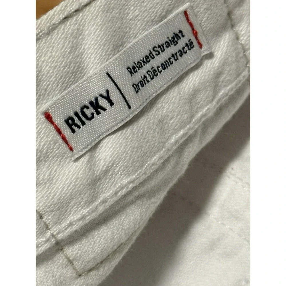 True Religion Ricky White Jeans 40 Relaxed Straight Flap Pocket 32 Inseam USA